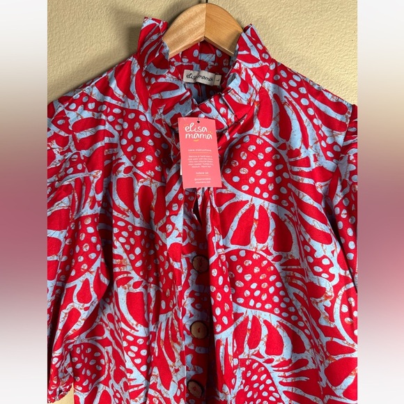 NWT Elisamama Kathy Blouse in Ruby Red - Picture 7 of 14